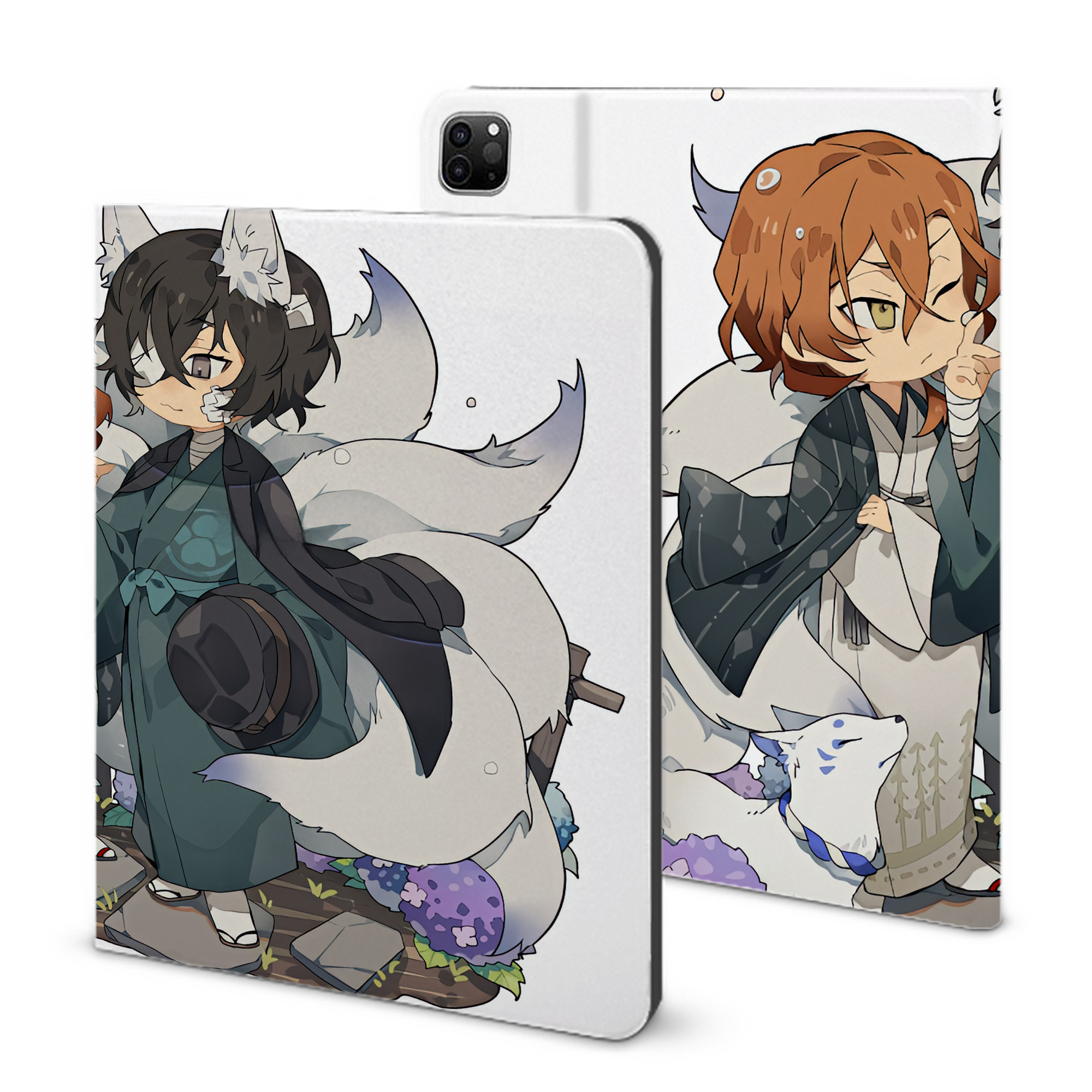 （画像用） 文豪ストレイドッグス Bungo Stray Dogs IPad ケース ブック型 PUレザー TPU 耐衝撃 軽量 薄型 ペン収納なし 全面保護 IPad 各モデル対応